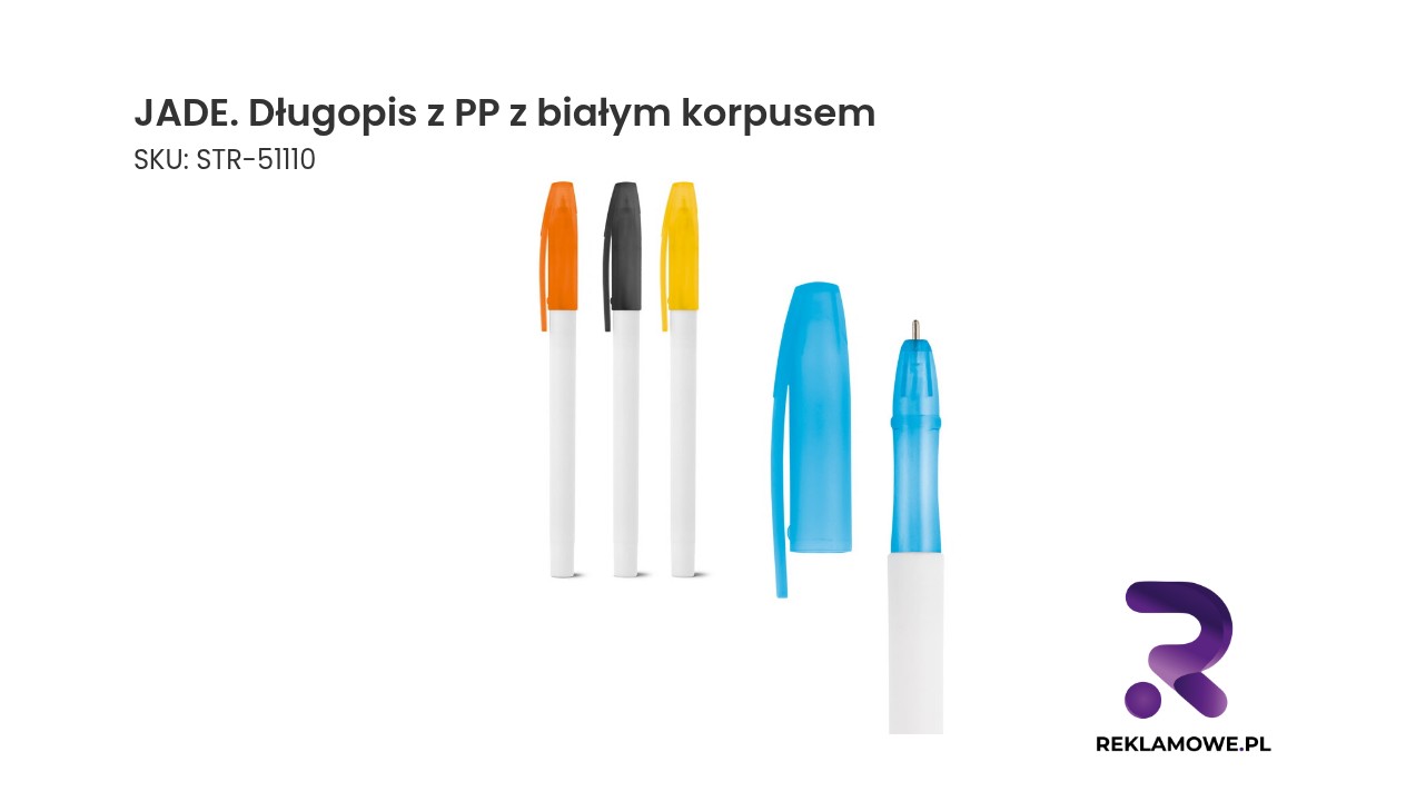 JADE. Długopis z PP z białym korpusem JADE długopis z PP z białym korpusem