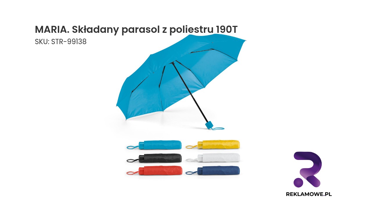 MARIA. Składany parasol z poliestru 190T MARIA składany parasol z poliestru 190T - lekki i poręczny parasol przeciwdeszczowy