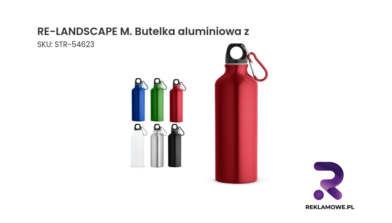 RE-LANDSCAPE M. Butelka aluminiowa z recyklingu z karabińczykiem 530 ml RE-LANDSCAPE M. Butelka aluminiowa z - zdjęcie produktu